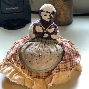Back americana vintage mammy aunt jemima chalk doll pincushion